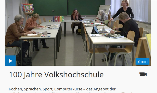 Bericht 100 Jahre Volkshochschule, SVV-Ausstellung, Screenshot